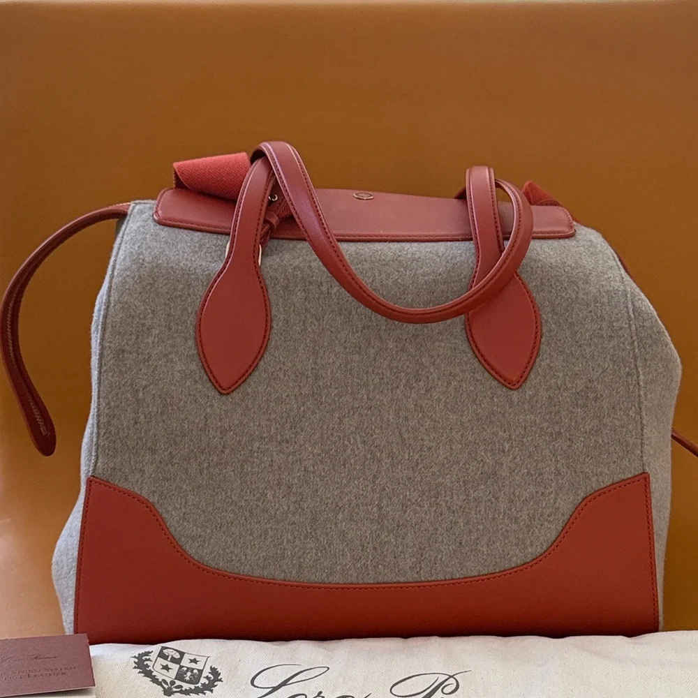 LORO PIANA Happy Day large leather-trimmed felt tote - Picture 8 of 14